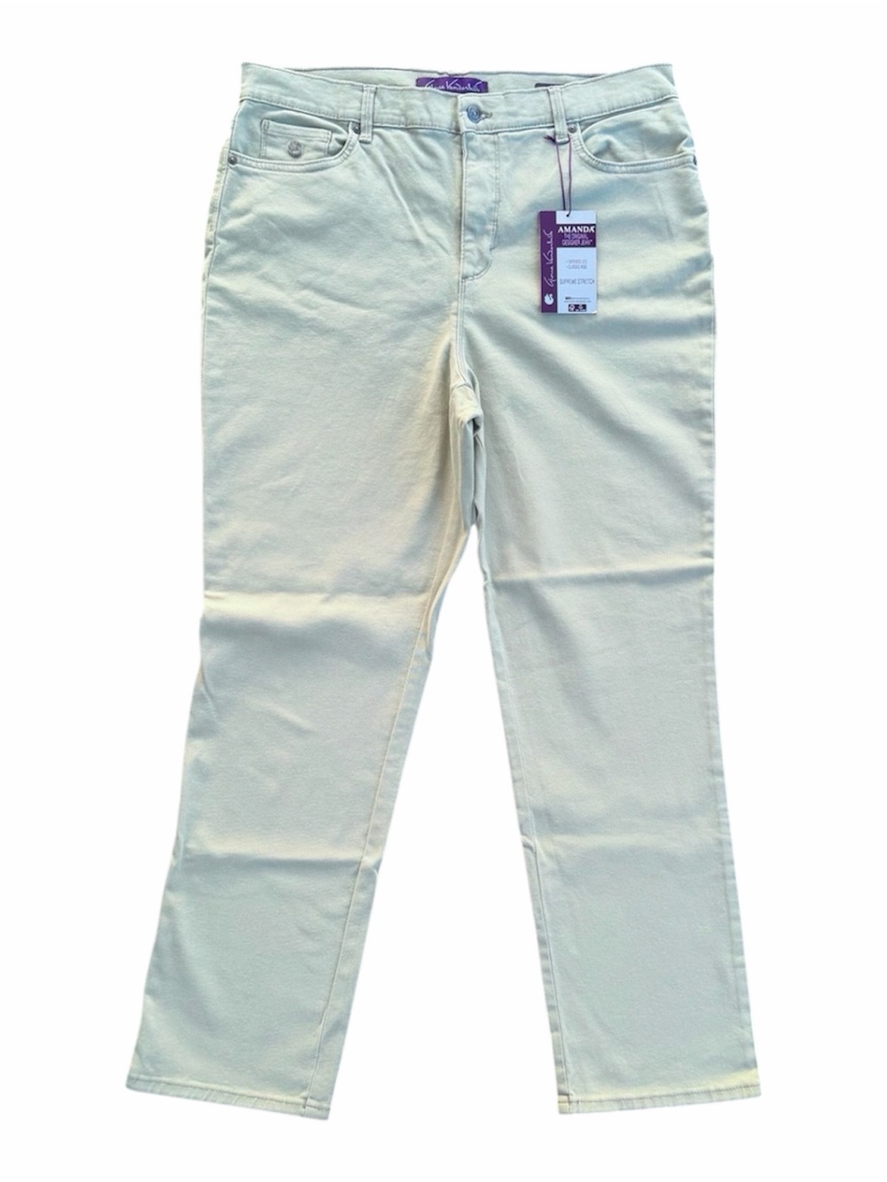 Gloria Vanderbilt Amanda Mint Green Tapered Leg Stretch Jeans ~ Women’s 16